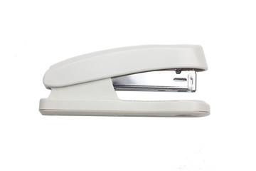 White and metal stapler over a white background