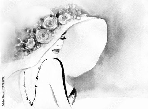 elegancka-dama-ilustracja-moda-akwarela