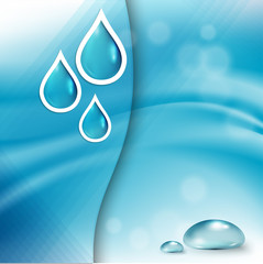 Poster - Blue shiny water drops set of banners. Fresh rain pattern for design card cover. Pure, organic, mineral-rich spring water.