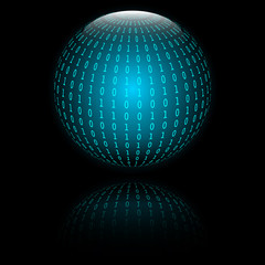Binary code in sphere form. Vector illustration