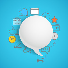 Leinwandbilder - Abstract composition of speech cloud with modern media icons