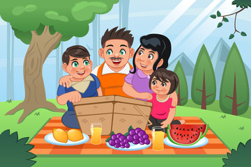 Sticker - Family Having Picnic Together