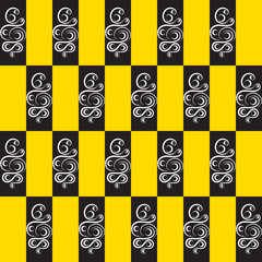 Poster - The pattern of the series on a yellow background.