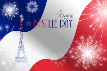 Vector illustration, card, banner or poster for the French National Day, Bastille Day, Fourteenth of July