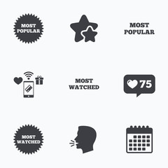 Poster - Most popular star icon. Most watched symbol.