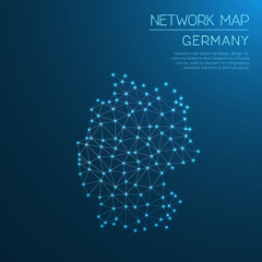 Poster - Germany network map. Abstract polygonal map design. Internet connections vector illustration.