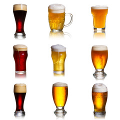 Wall Mural - Set of various beer isolated on a white background