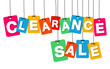 Vector colorful hanging cardboard. Tags - clearance sale