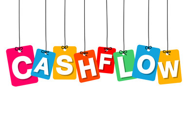 Poster - Vector colorful hanging cardboard. Tags - cashflow