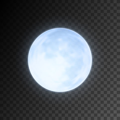 realistic detailed full blue moon isolated on transparent background. eps10 vector illustration, eas