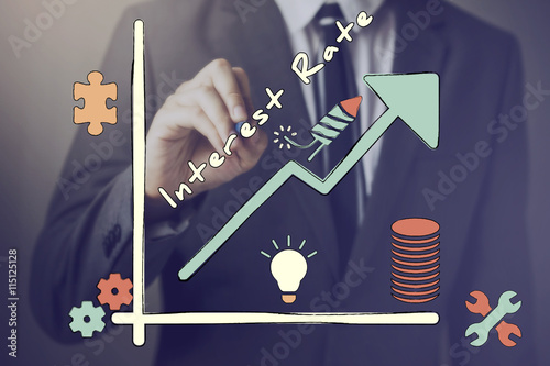 Fotografía Businessman drawing increasing diagram of interest rate.