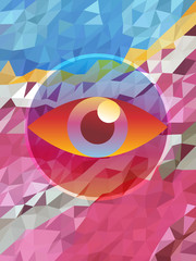 Wall Mural - Colorful triangle pattern with eye vision abstract