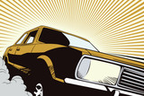 Auto in retro style pop art and vintage advertising.