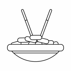 Wall Mural - bowl of rice with chopsticks icon in outline style isolated vector illustration. food and utensils s