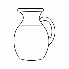 Poster - Jug of milk icon in outline style isolated vector illustration. Dishes symbol
