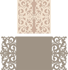 Laser Cut Invitation Card. Laser cutting pattern for invitation wedding card.