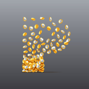 Vector letter P made of coins filling character. Easy to edit