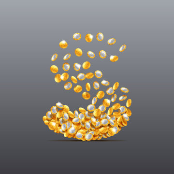 Vector letter S made of coins filling character. Easy to edit