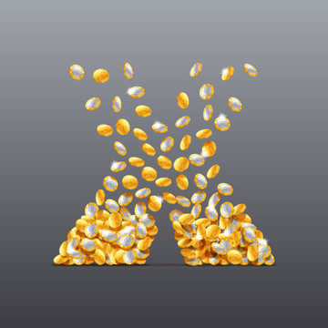 Vector letter X made of coins filling character. Easy to edit