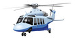 Color image of a helicopter (blue) on a white background. High-detail.