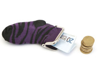 A Purse In The Shape Of A Sock Filled With Money