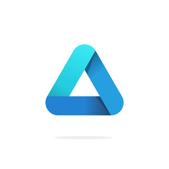 Poster - triangle logo with rounded corners vector isolated on white background, blue gradient abstract trian