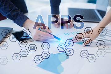 business people working in office. apps concept.
