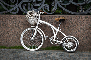 White vintage two-wheeled bike