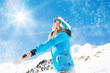 canvas print picture - Frau in den Alpen Ski