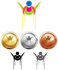 Poster - Gymnastics on parellel bars and medals