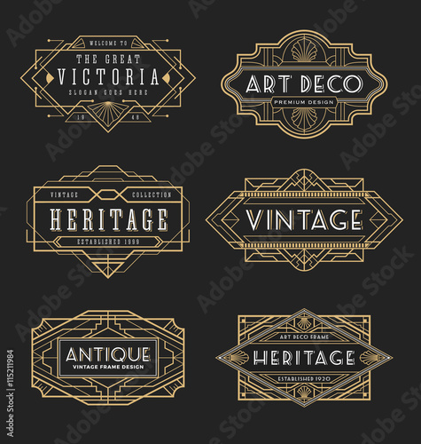 Photographie Vintage line frame design for labels, banner, logo, emblem, apparel, t- shirts, sticker and other design object
