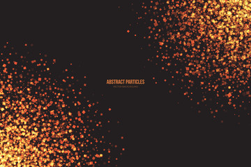 Wall Mural - abstract bright golden shimmer glowing square particles vector background. scatter shine tinsel ligh