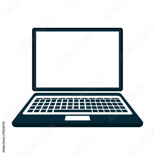 Fotografia Personal computer laptop isolated flat icon, vector illustration graphic design