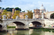 Ponte Vittorio Emanuele II Over The River Tiber, Rome, Lazio