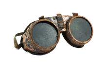 Old Rusty Steampunk Goggles Isolated On White Background