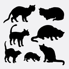 Sticker - Cat pet animal activity silhouette. Good use for symbol, web icon, logo, mascot, element, or any design you want.