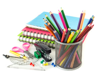 group of stationery tools
