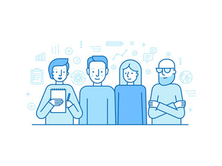 Poster - Vector illustration in trendy flat linear style - creative team