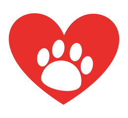 Canvas Print - animal footprint in heart  isolated icon design