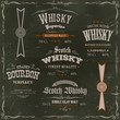 Whisky Labels And Seals On Chalkboard Background