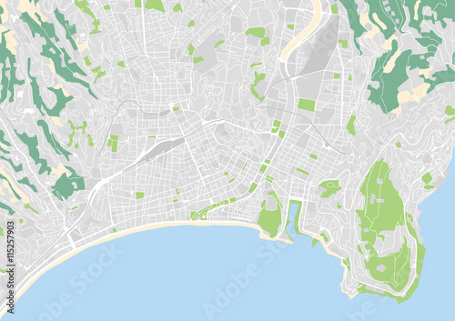 Plakat wektorowa mapa miasta z Nicei, Francja