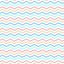 Chevron Blue, Red, Orange And White Seamless Pattern Vector