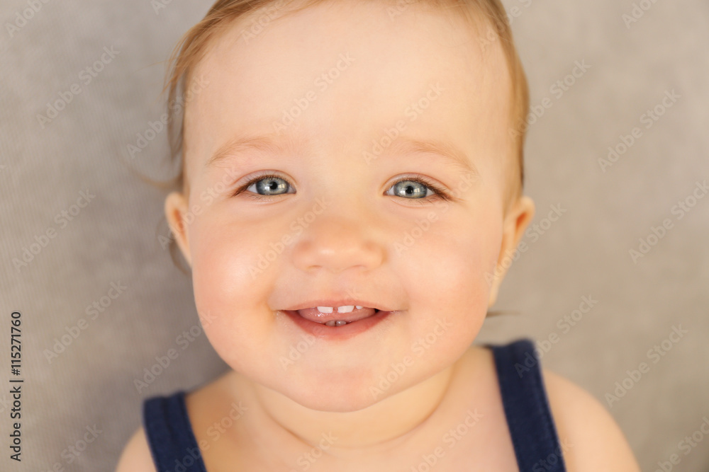 Baby smiling, closeup