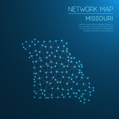 Poster - Missouri network map. Abstract polygonal US state map design. Internet connections vector illustration.