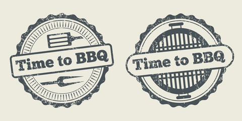 Poster - Barbecue and grill label steak house restaurant menu design vector element. Stamp barbecue and badge for barbecue menu illustration