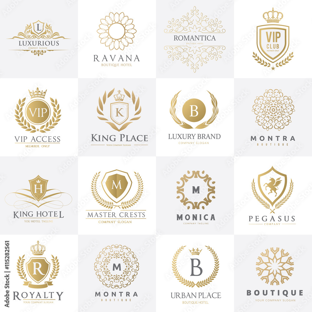 hotel logo, Luxury logo collection, crest logo set,premium logo template.  Stock Vector | Adobe Stock, image size:1000x1000