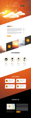 Canvas Print - one page website design template with sunset on sky background. vector design.