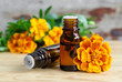 Two small bottles of essential marigold oil (Tagetes flowers extract, tincture, infusion)