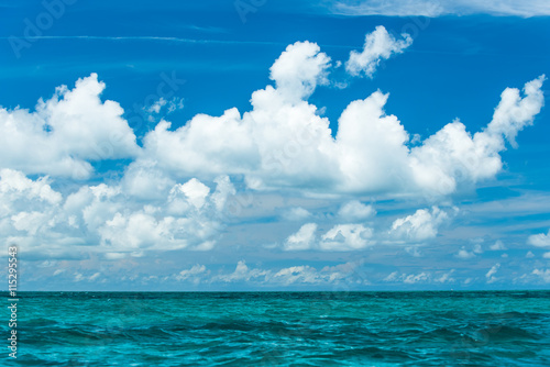Fotografie, Obraz Blue sky with white clouds, Indian Ocean