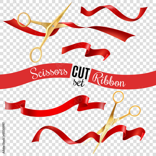 Fotomural Scissors And Ribbon Transparent Set